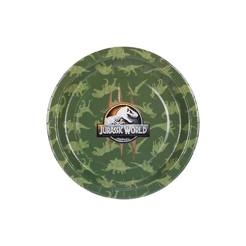 Jurassic World Logo Paptallerkener - 6 stk (23 cm) | Jurassic World Tallerkner - Temashop