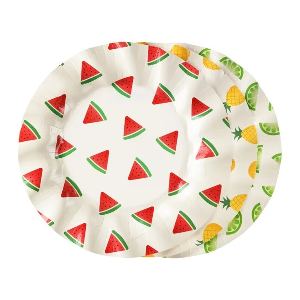 Frugt Paptallerkener - 6 stk (Ø 20,5 cm) | Frugt Tallerkner - Temashop
