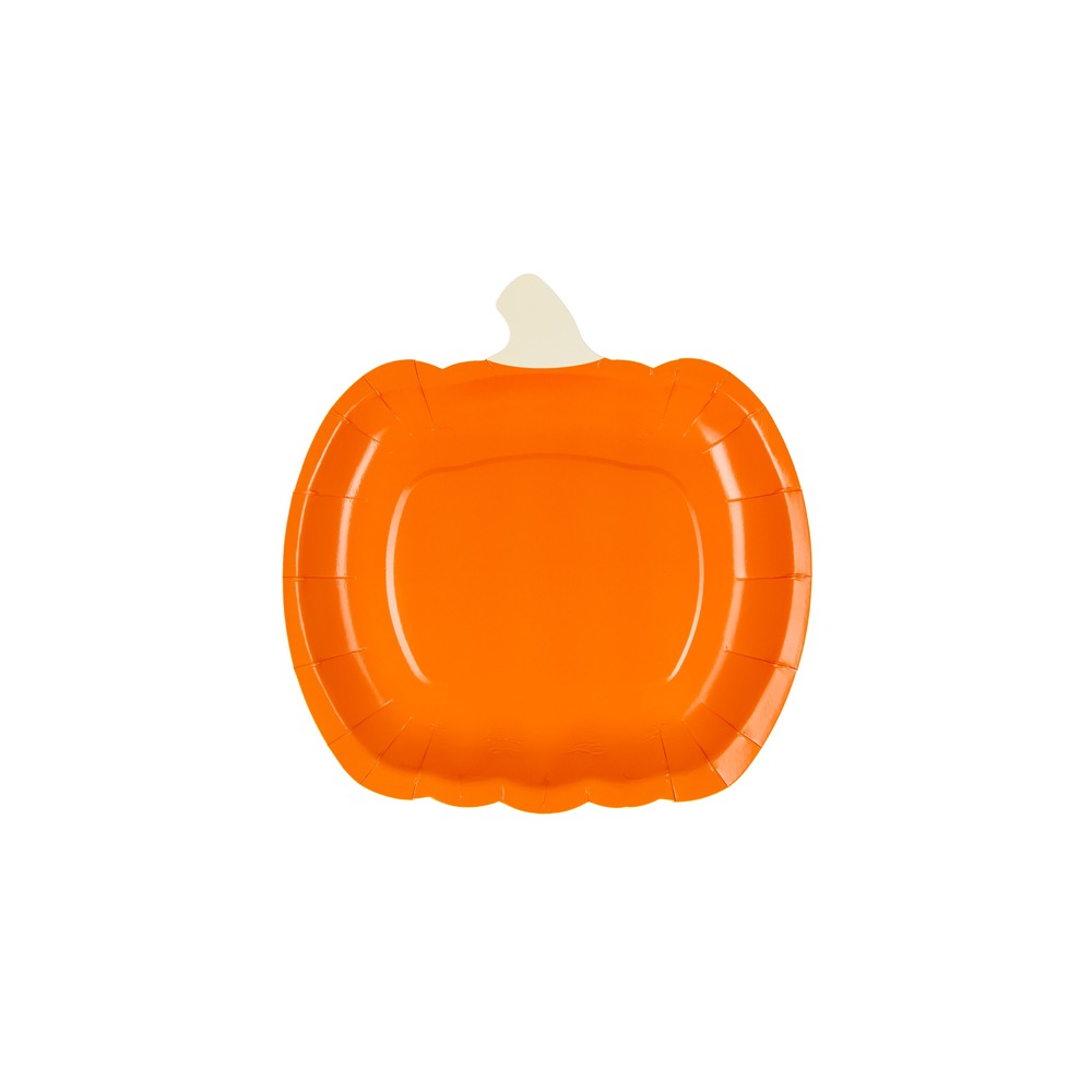 Græskar Paptallerkener Orange - 6 stk (23,5 x 24 cm) | Græskar Tallerkner - Temashop