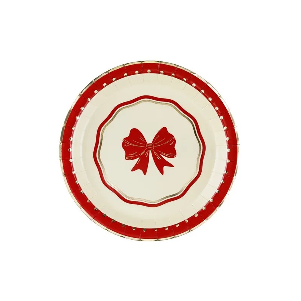 Sløjfe Paptallerkener Rød/Beige