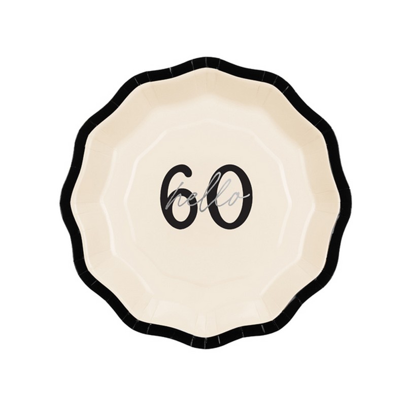Hello 60 Sløjfe Tallerkener - 6 stk (18 cm) | 60 år Tallerkner - Temashop