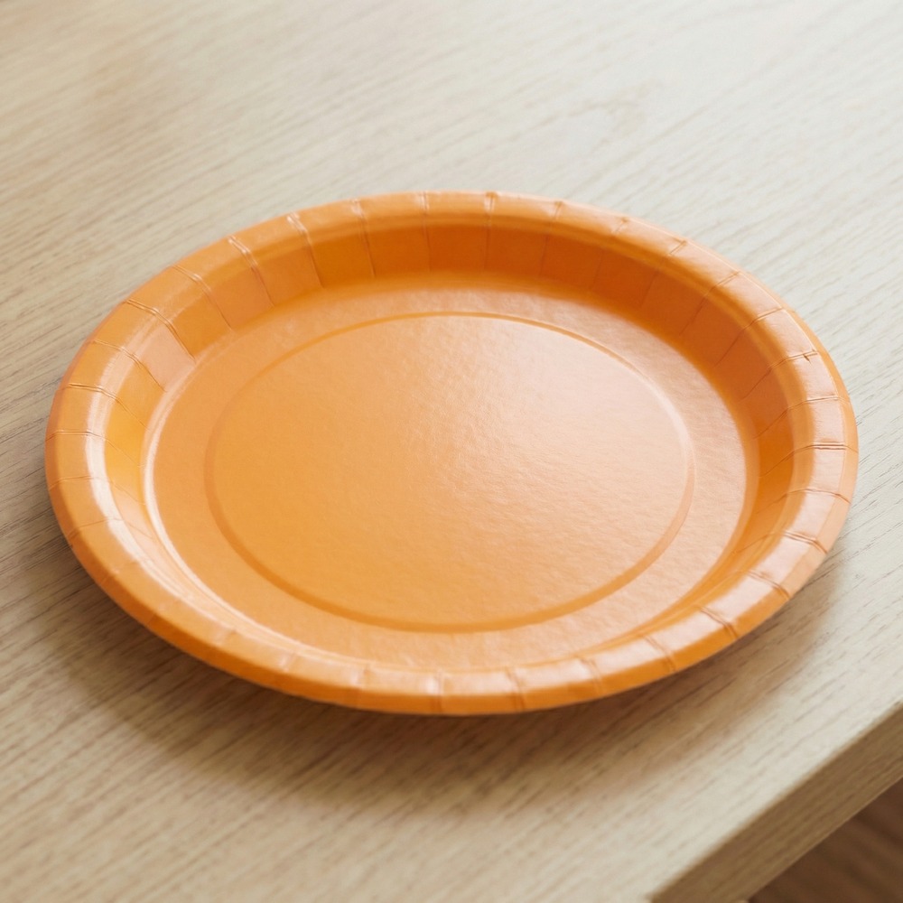 Paptallerkener Lys Orange - 6 stk (23 cm) | Orange tema Tallerkner - Temashop
