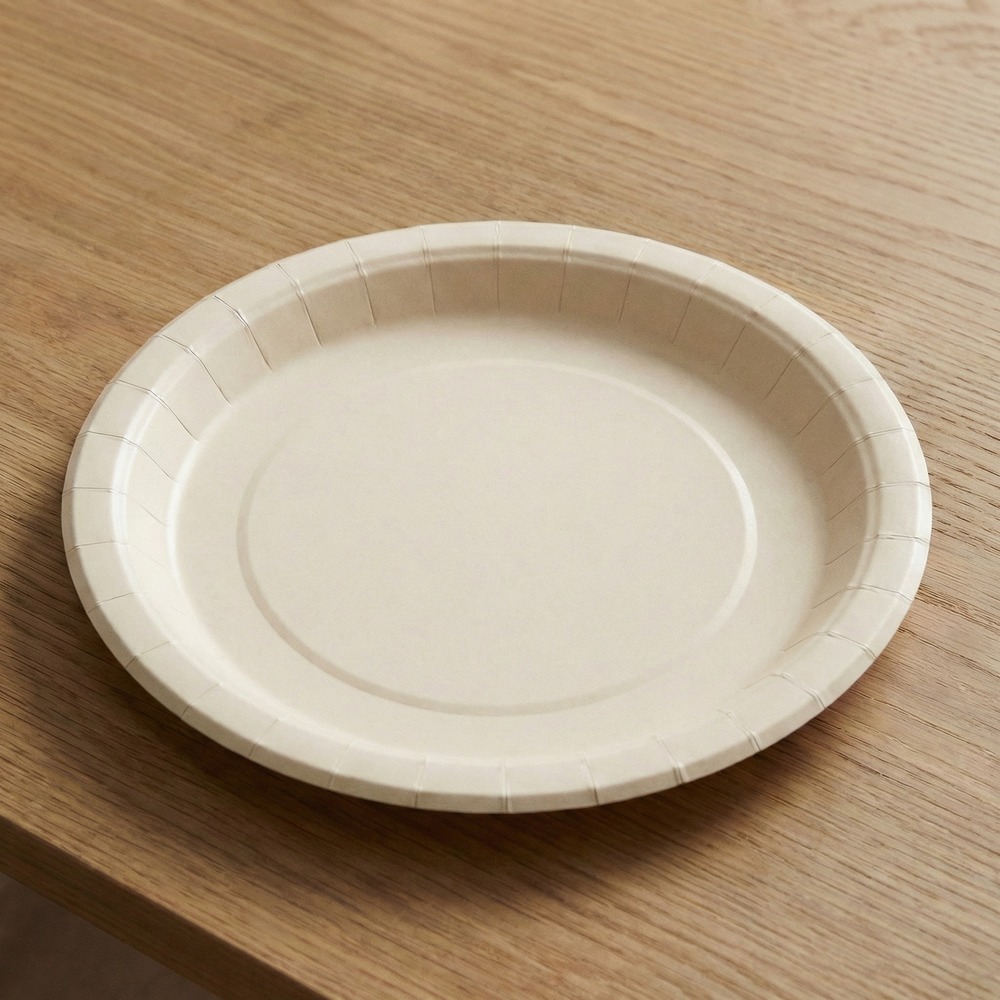 Paptallerkener Beige - 6 stk (18 cm) - Temashop