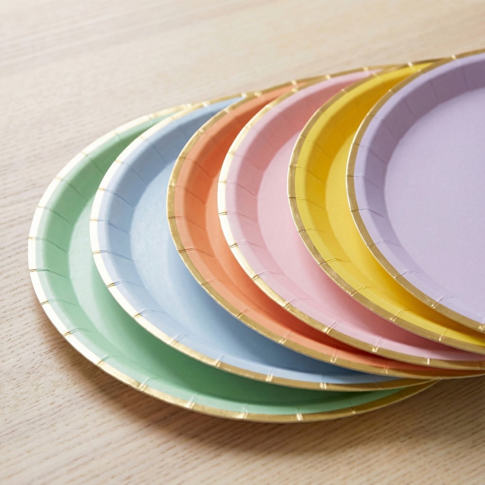Guldkant Tallerkener Pastel Mix - 6 stk (21 cm) - Temashop
