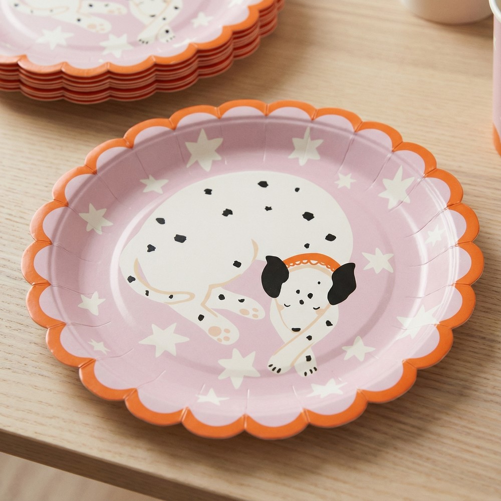 Dalmatiner Tallerkener - 6 stk (18 cm) | Hund Tallerkner - Temashop