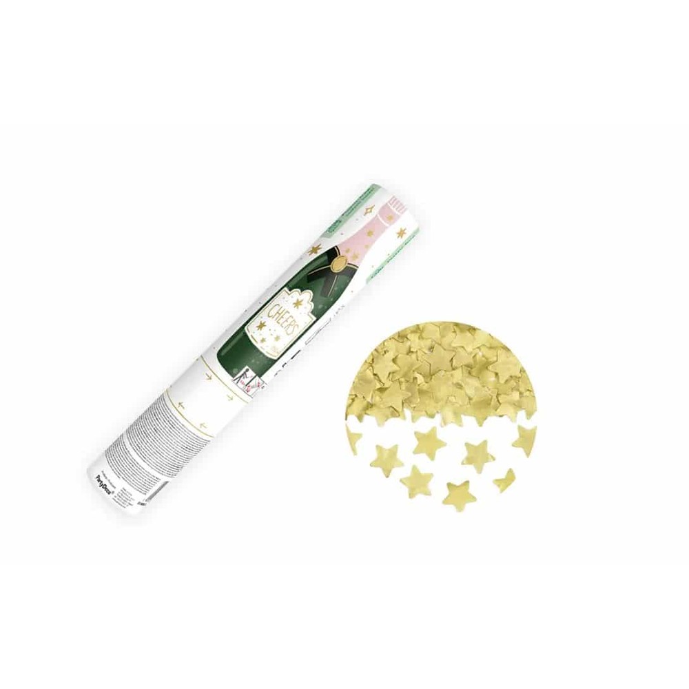 Gulstjerne Champagne Konfettirør - 1 stk (20 cm) | Nytår Konfetti - Temashop
