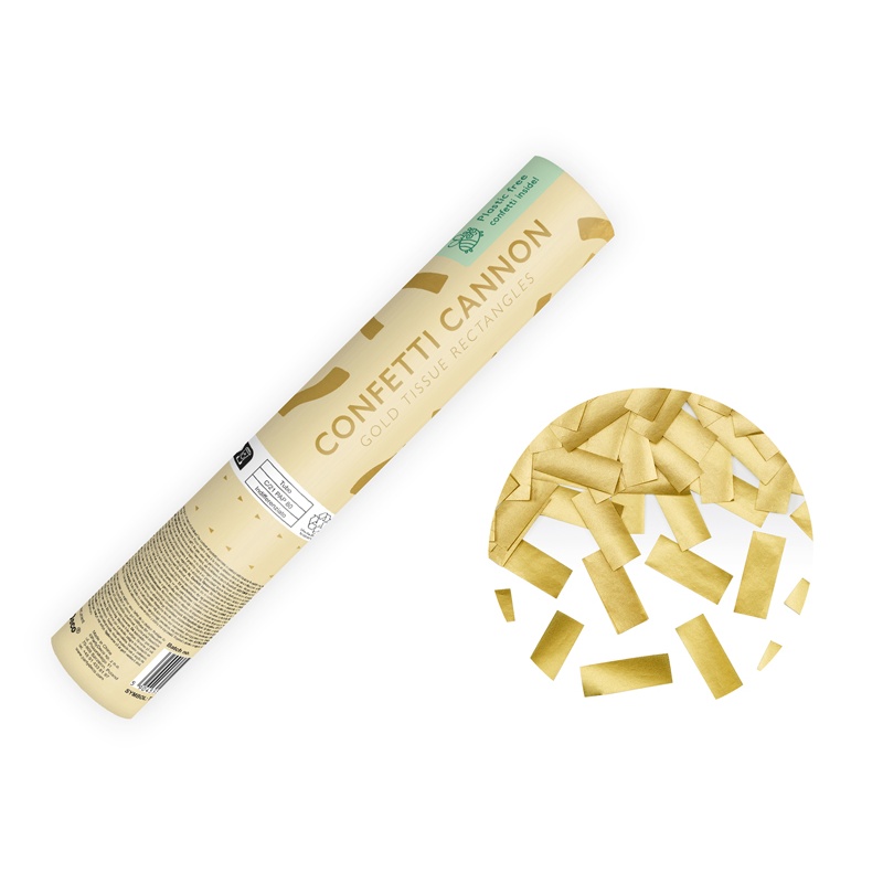 Konfettirør Strimler Guld - 1 stk (20 cm) | Guld tema Konfetti - Temashop