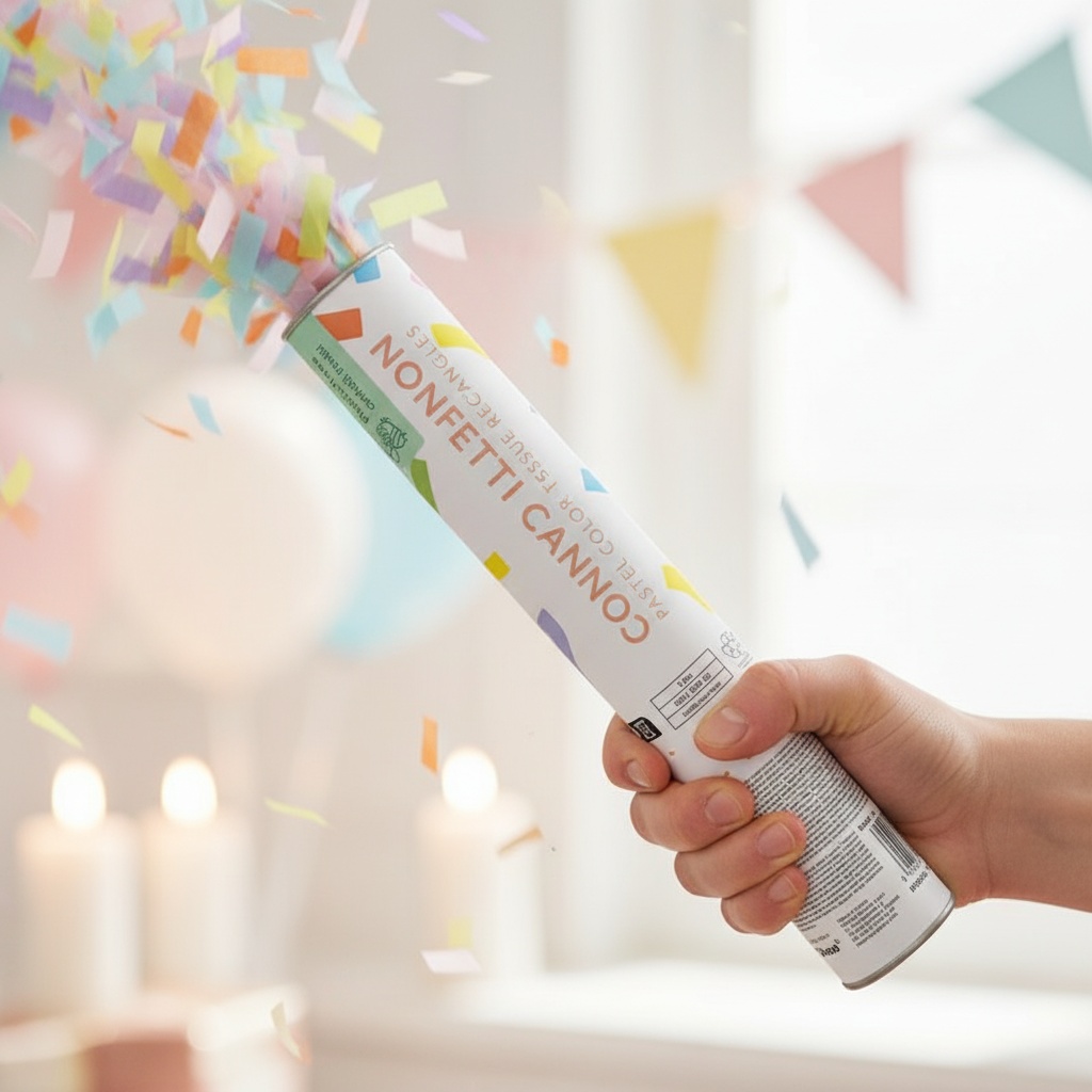 Konfettirør Strimler Multi - 1 stk (20 cm) | Konfetti tema Konfetti - Temashop