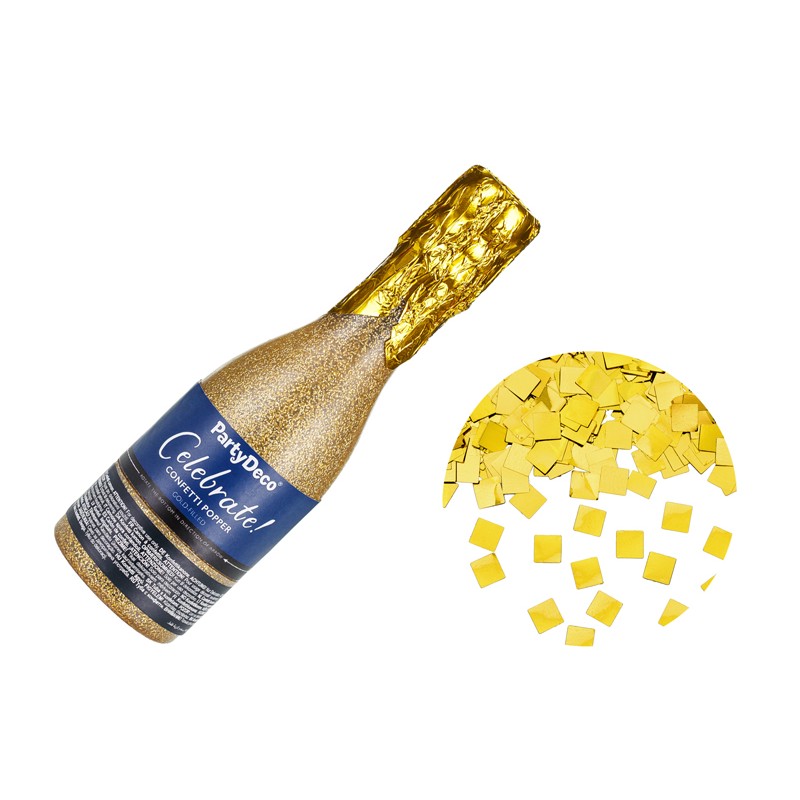 Champagne Konfettikanon Guld - 1 stk (20,5 cm) | Nytår Konfetti - Temashop
