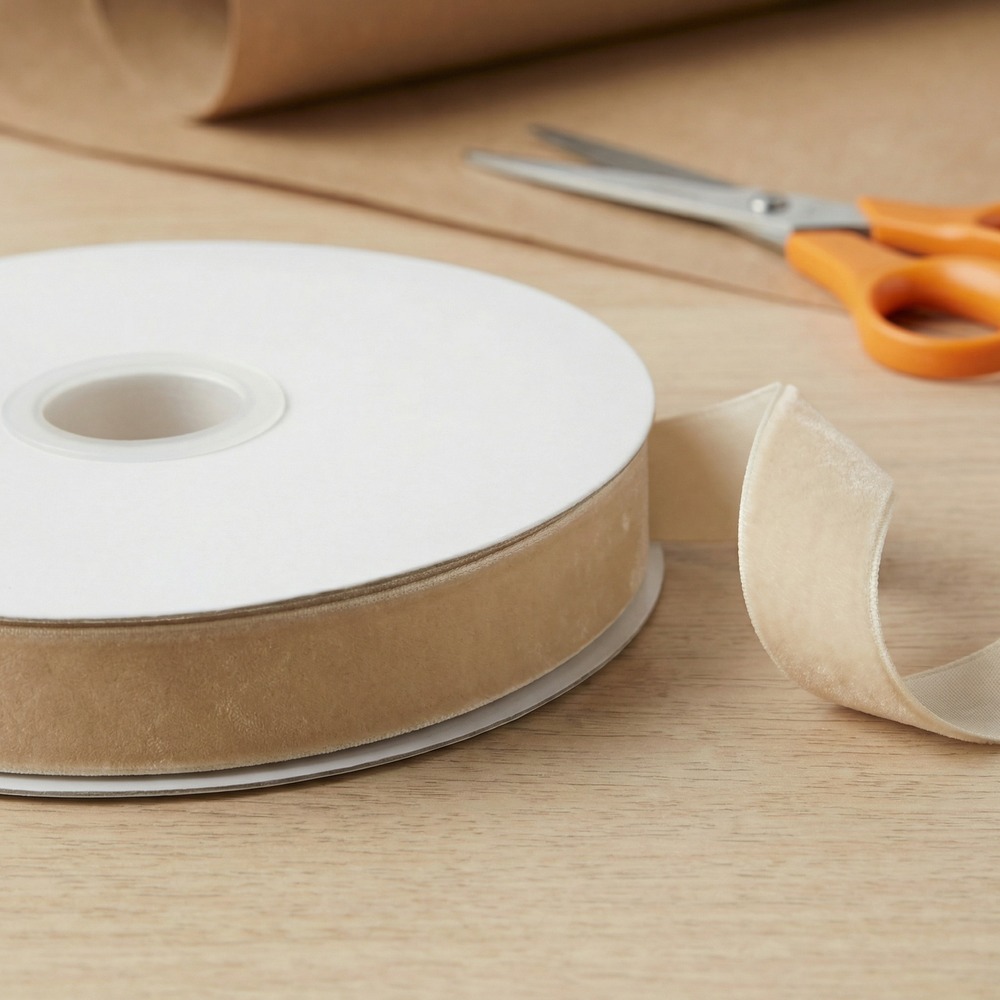 Velourbånd Beige - 1 stk (15 mm x 10 m) - Temashop