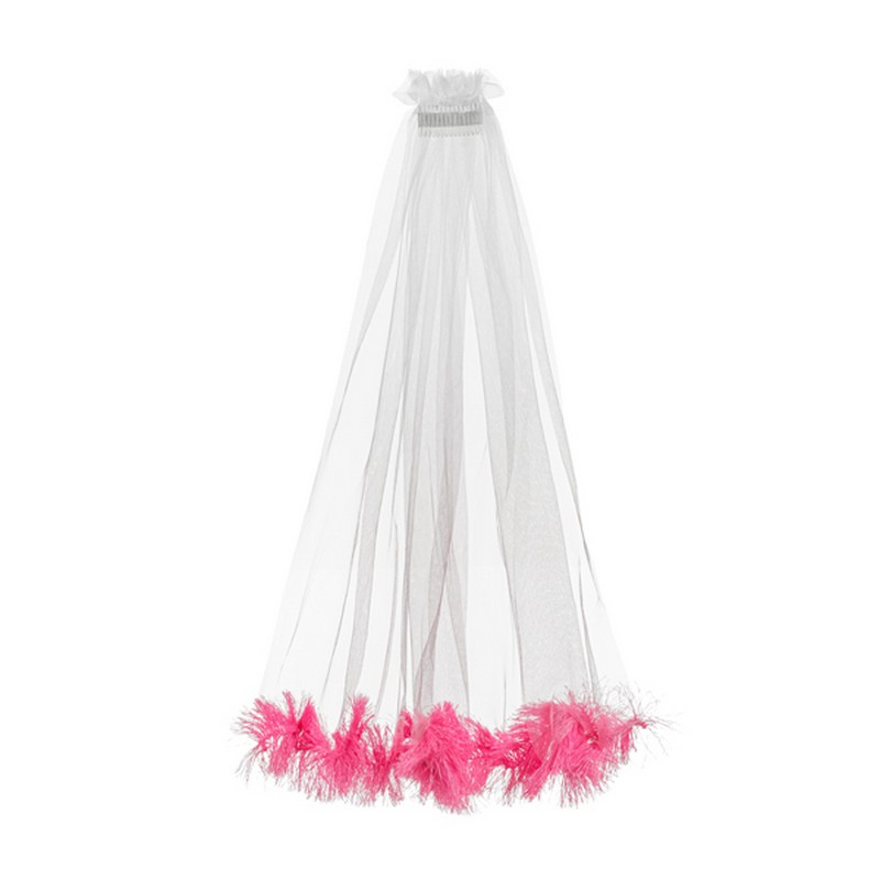 Brudeslør Lyserød - 1 stk (69 cm) | Bryllup Hårbøjle / Pandebånd / Hårbånd - Temashop