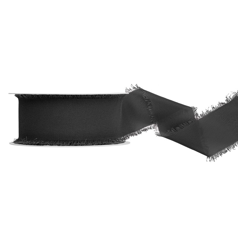 Chiffonbånd Sort - 1 stk (40 mm x 10 m) | Sort tema Bånd - Temashop