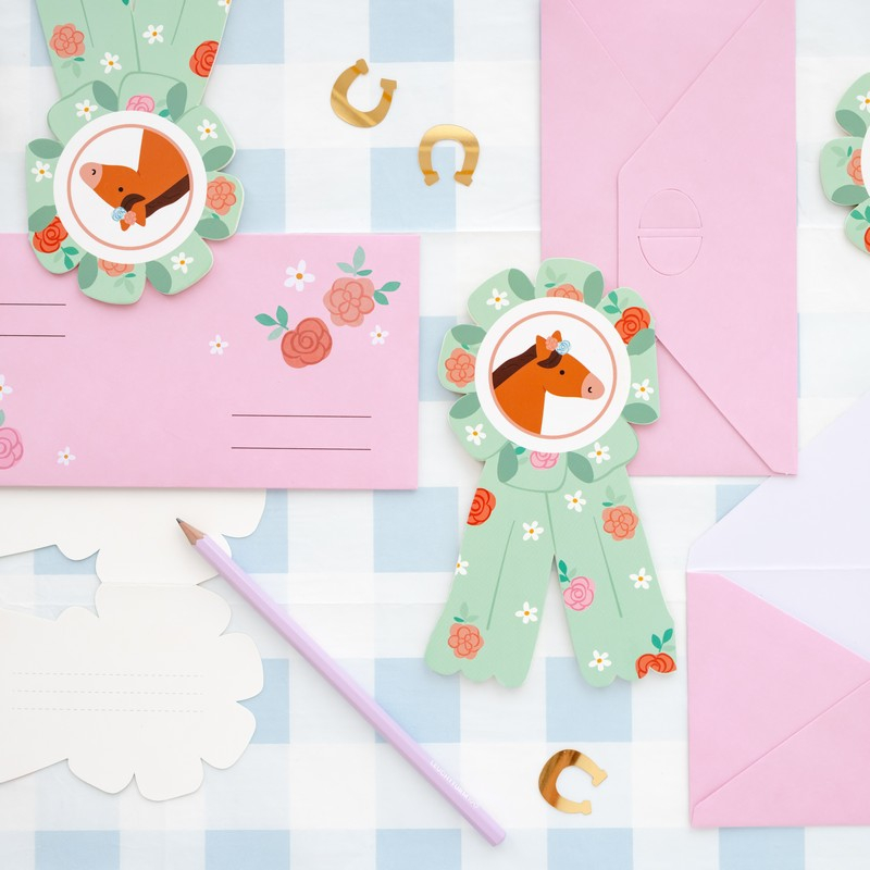 Heste Invitationer - 6 stk (16,5 x 19,5 cm) | Hest Invitationer - Temashop