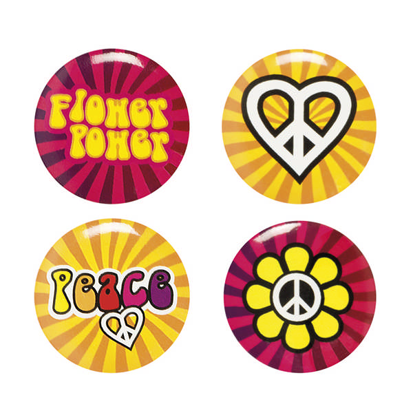 Peace Flower Power Broche (3 cm) | 60'erne Hippie Badges / Brocher - Smykker - Temashop