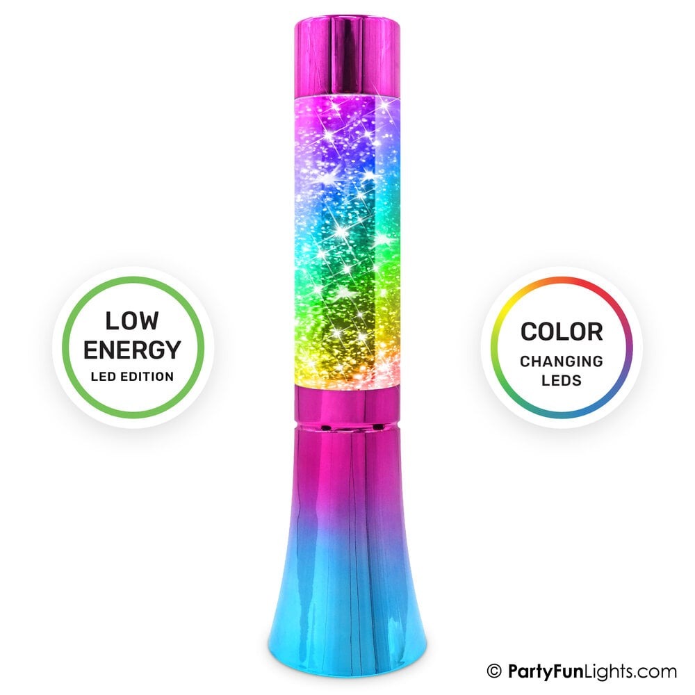 Farveskiftende Glitter Lampe (8,7 x 33 x 8,7 cm) | Regnbue Lamper - Temashop