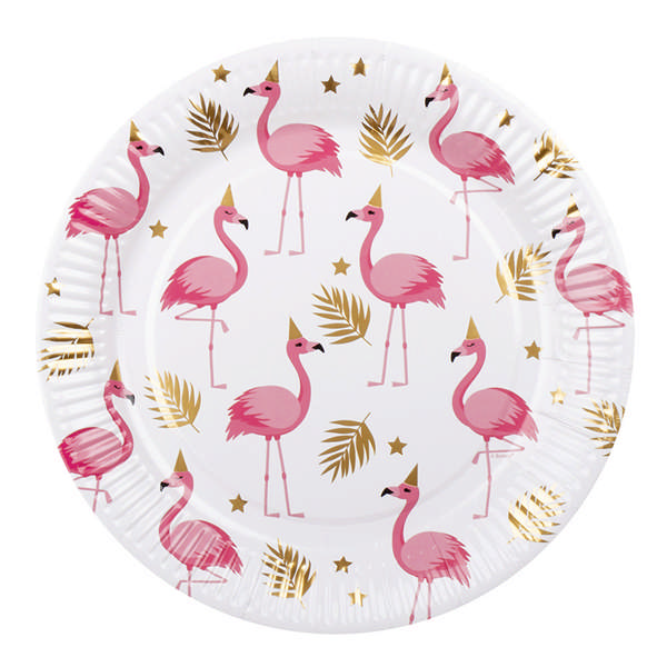 Pink Flamingo Paptallerkener - 10 stk (23 cm) | Flamingo Tallerkner - Temashop