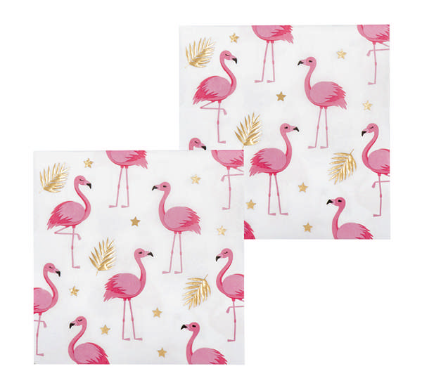 Pink Flamingo Servietter - 20 stk (33 x 33 cm) | Flamingo Servietter - Temashop