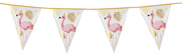 Pink Flamingo Vimpelguirlande - 1 stk (4 m) | Flamingo Guirlander - Temashop