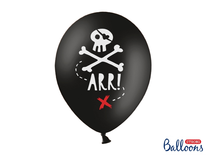 Pirat Balloner Pastel Sort - 6 stk (30 cm) | Pirat Latexballoner - Temashop