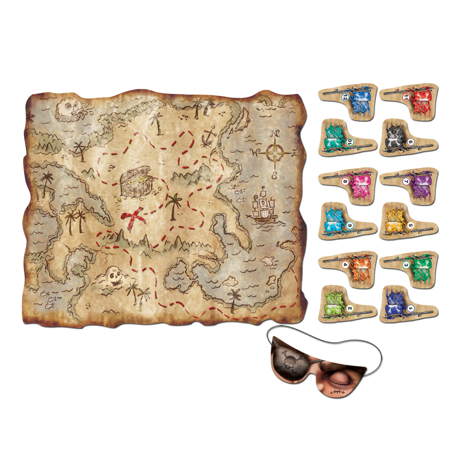 Pirat Skattekort Spil - 1 stk (39 x 47 cm) | Pirat Selskabsspil - Temashop
