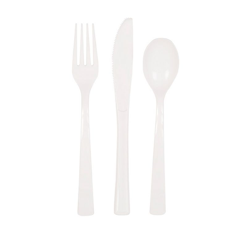Plastik Bestik Hvid - 18 stk (17 cm) - Temashop