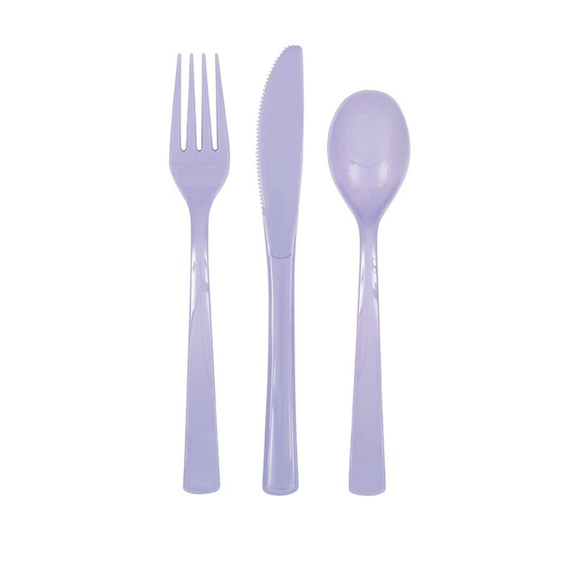 Plastik Bestik Lilla - 18 stk (17 cm) | Lilla tema Bestik - Temashop
