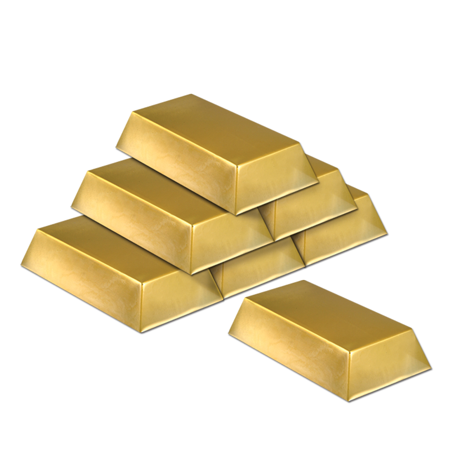 Plastik Guldbar Dekorationer - 6 stk (18 x 10 x 4 cm) | Pirat Æsker - Temashop