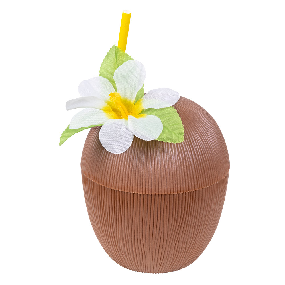 Plastik Kokosnød Krus - 1 stk (400 ml) | Hawaii Krus - Temashop