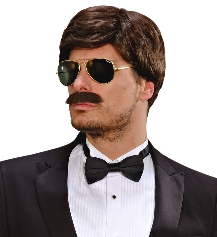 Playboy Paryk & Moustache | 90'erne Retro Paryk - Hovedtilbehør - Temashop