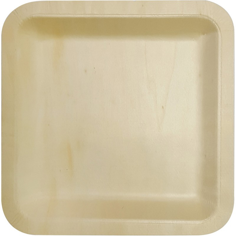Firkantede Trætallerkener - 4 stk (21 cm) - Temashop