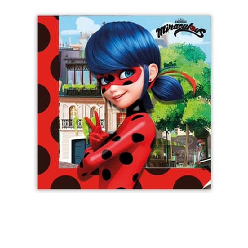 Miraculous Ladybug Servietter - 20 stk (33 x 33 cm) | Miraculous Servietter - Temashop