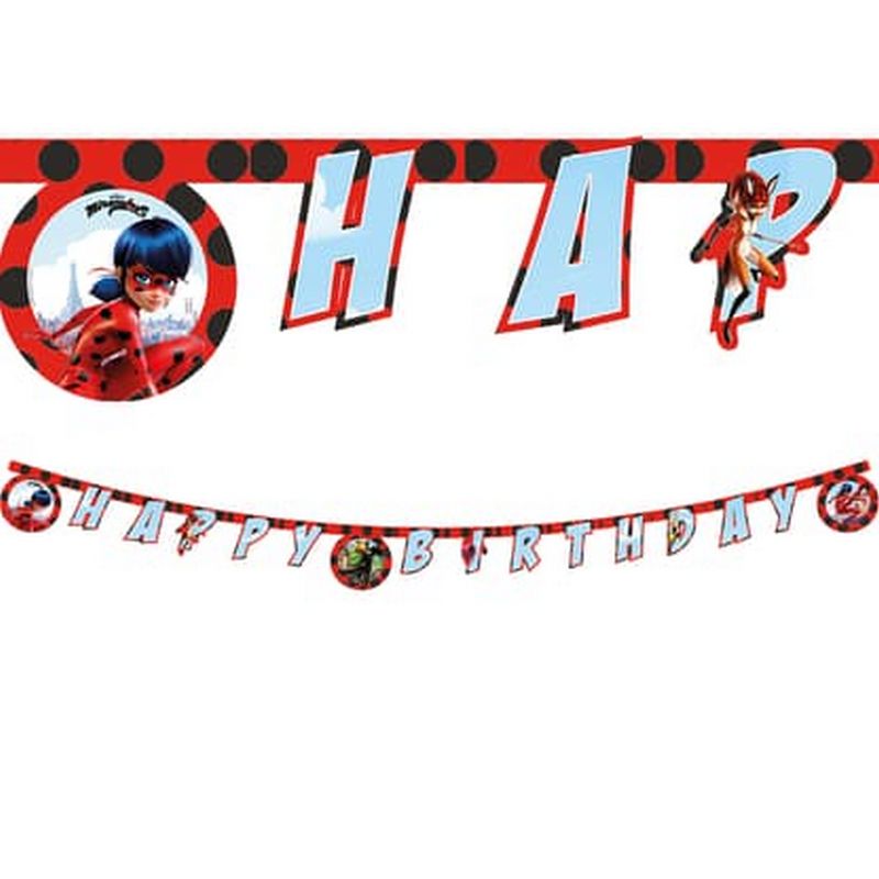 Miraculous Ladybug Happy Birthday Guirlande - 1 stk | Miraculous Guirlander - Temashop