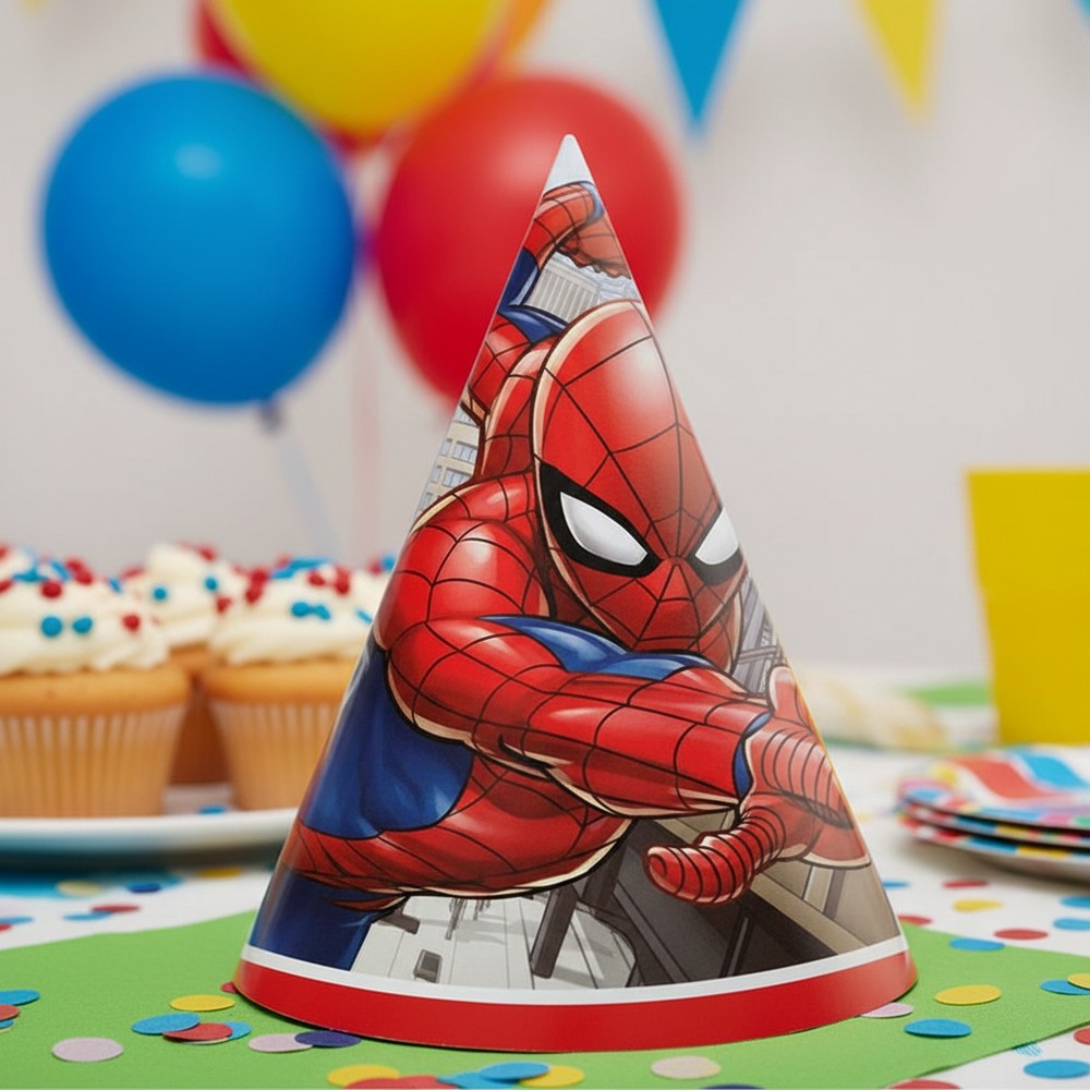 Spider-Man Partyhatte - 6 stk | Spider-Man Partyhatte - Temashop