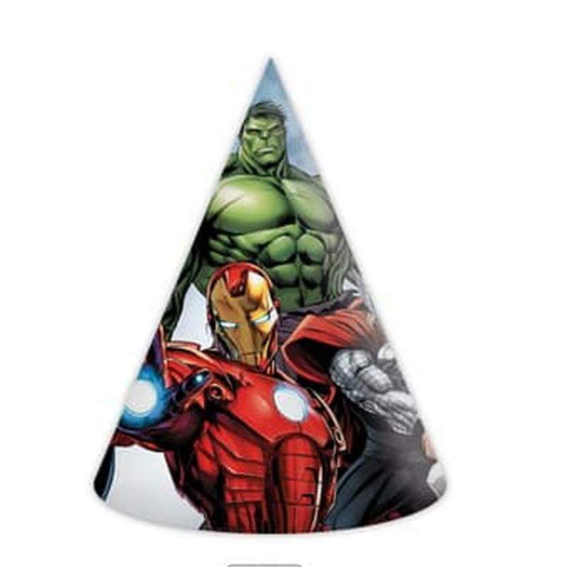 Avengers Partyhatte - 6 stk | Avengers Partyhatte - Temashop