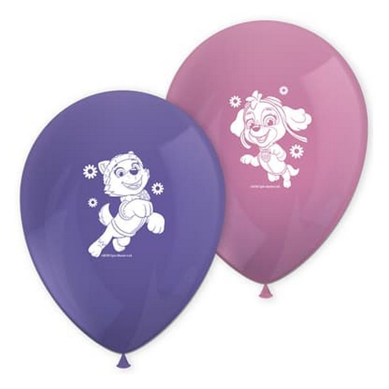 Paw Patrol Skye & Everest Latexballoner - 8 stk | Paw Patrol Latexballoner - Temashop