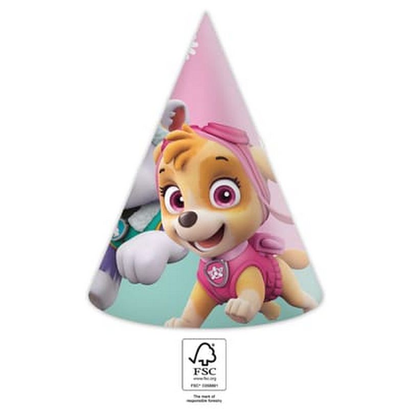 Paw Patrol Skye & Everest Partyhatte - 6 stk | Paw Patrol Partyhatte - Temashop