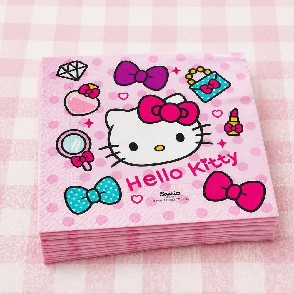Hello Kitty Fashion Servietter - 20 stk (33 x 33 cm) | Hello Kitty Servietter - Temashop