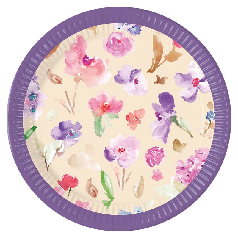 Blomster Paptallerkener Lilla