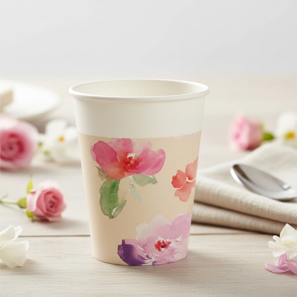 Vandfarve Blomster Papkrus - 8 stk (200 ml) | Blomst Krus - Temashop