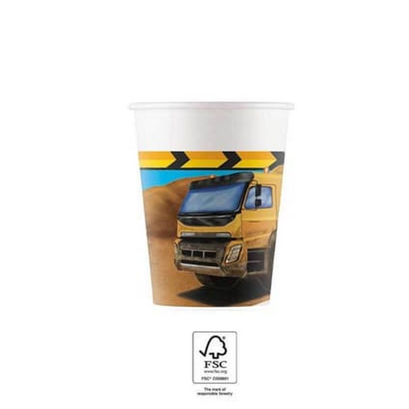 Byggeplads Papkrus - 8 stk (200 ml) | Bygmester Krus - Temashop