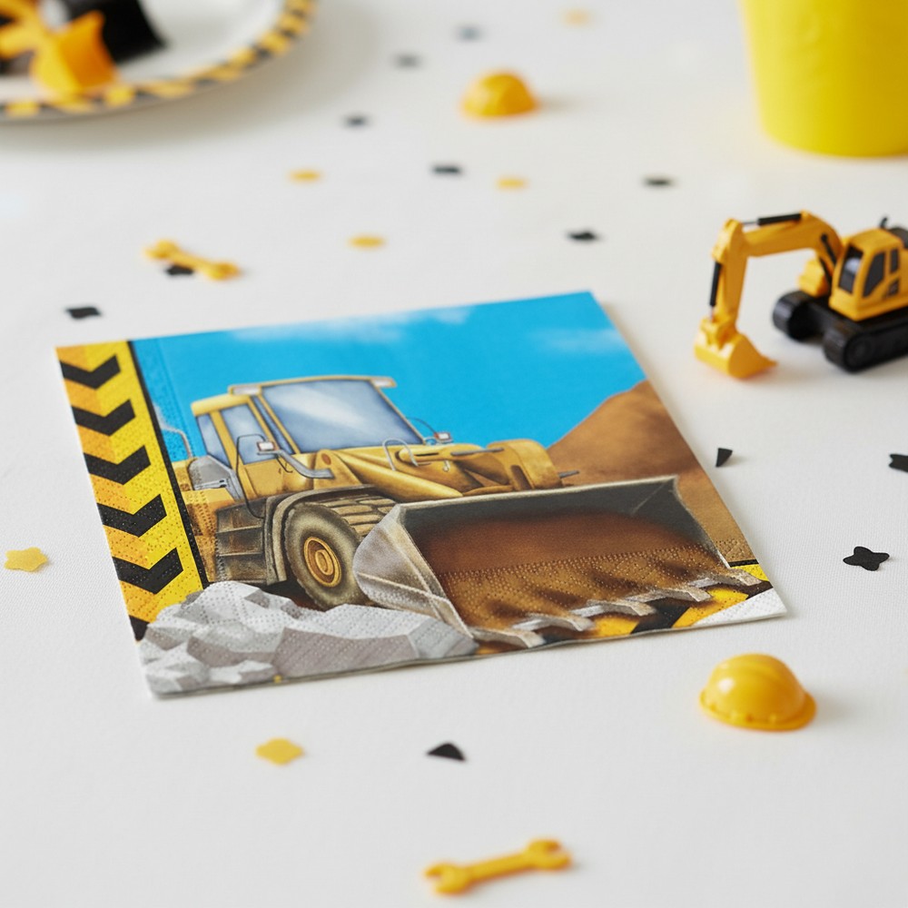 Byggeplads Servietter - 20 stk (33 x 33 cm) | Bygmester Servietter - Temashop