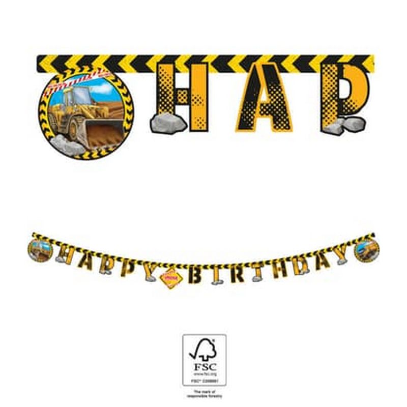 Byggeplads Happy Birthday Guirlande