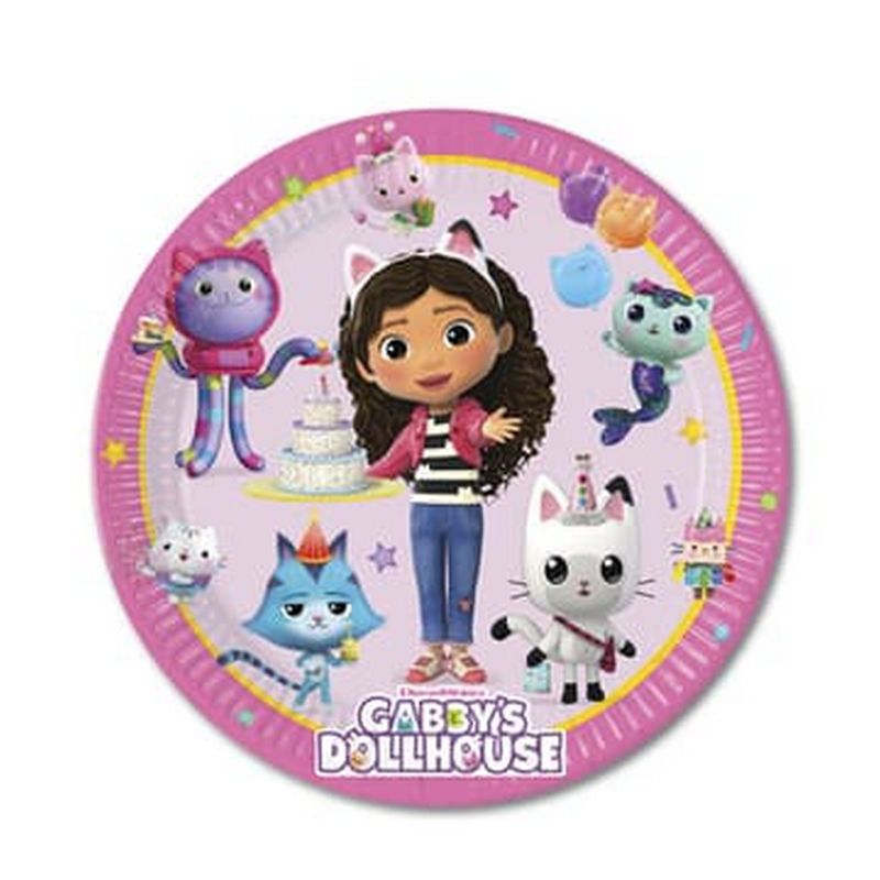 Gabbys Dukkehus Paptallerkener - 8 stk (20 cm) | Gabbys Dollhouse Tallerkner - Temashop