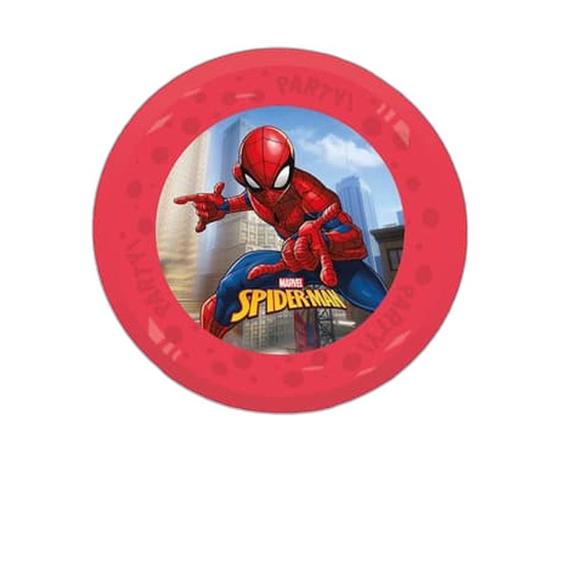 Spider-Man Genanvendelige Plasttallerkener - 4 stk (21 cm) | Spider-Man Tallerkner - Temashop