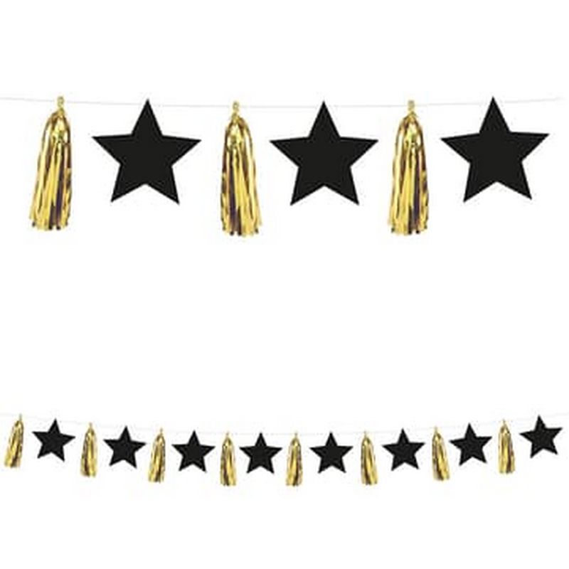 Stjerne Guirlande Sort/Guld