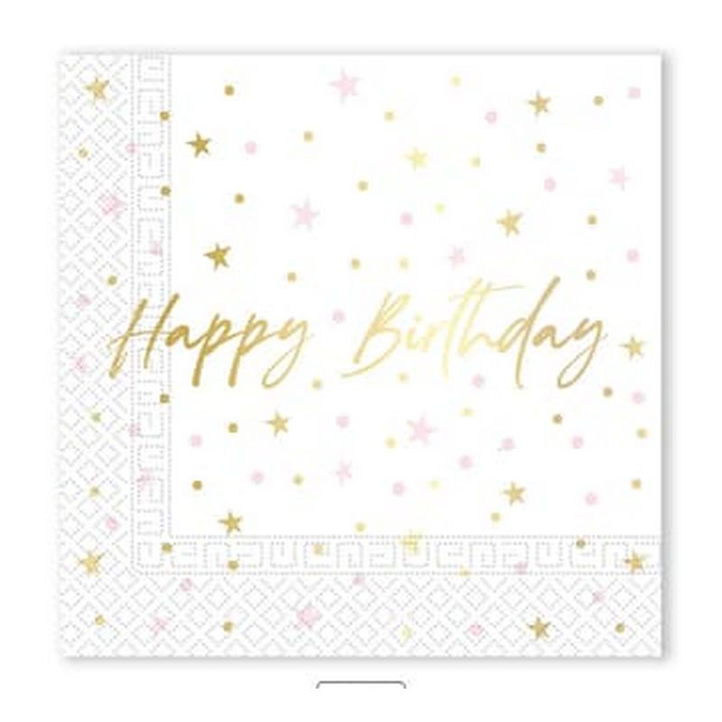 Prikkede Happy Birthday Servietter Guld