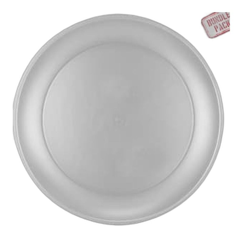 Genanvendelige Plasttallerkener Sølv - 4 stk (21 cm) | Sølv tema Tallerkner - Temashop