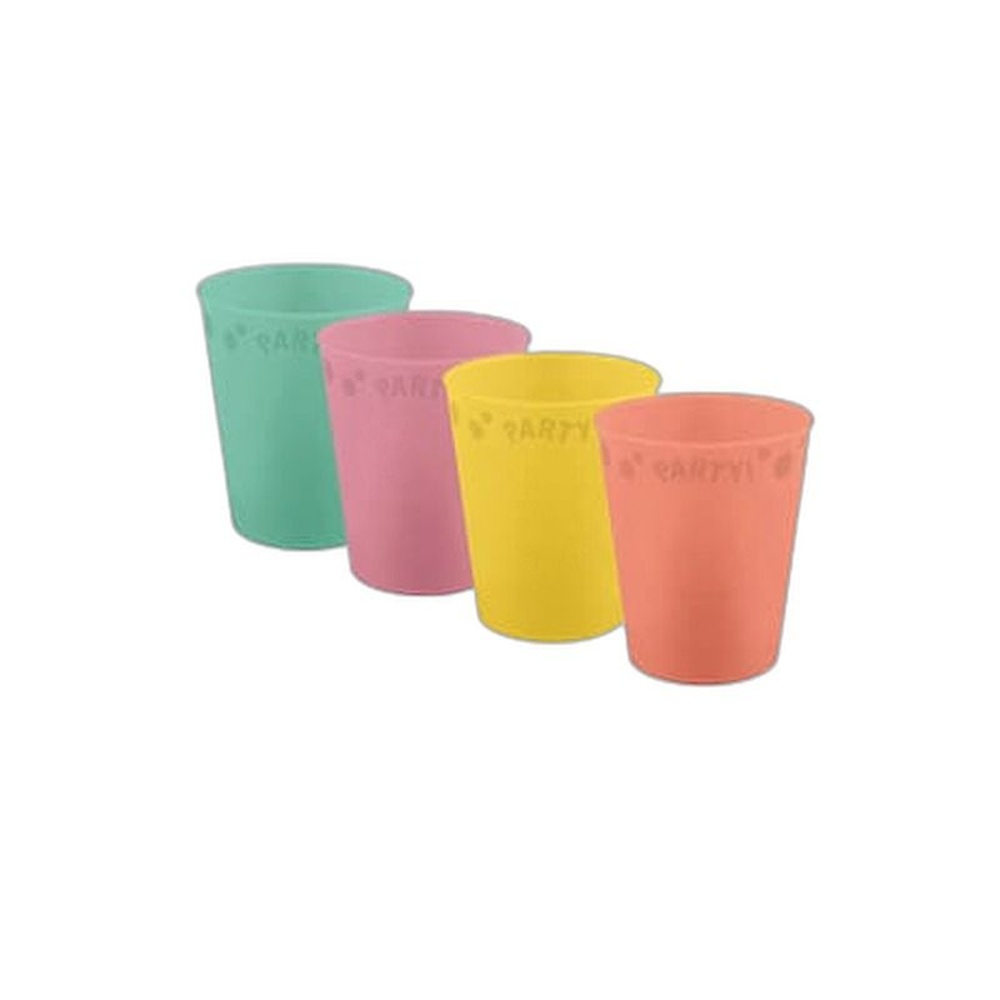 Genanvendelige Plastkrus Pastel - 4 stk (250 ml) | Pastel Krus - Temashop