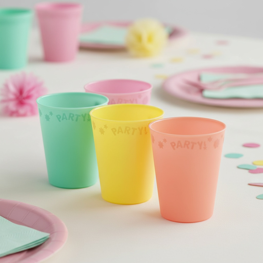 Genanvendelige Plastkrus Pastel - 4 stk (250 ml) | Pastel Krus - Temashop