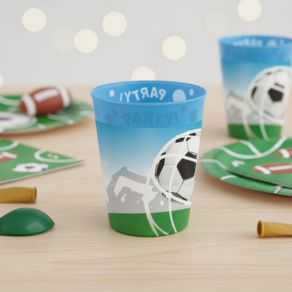 Genanvendelige Fodbold Plastikkrus - 4 stk (250 ml) | Fodbold Krus - Temashop